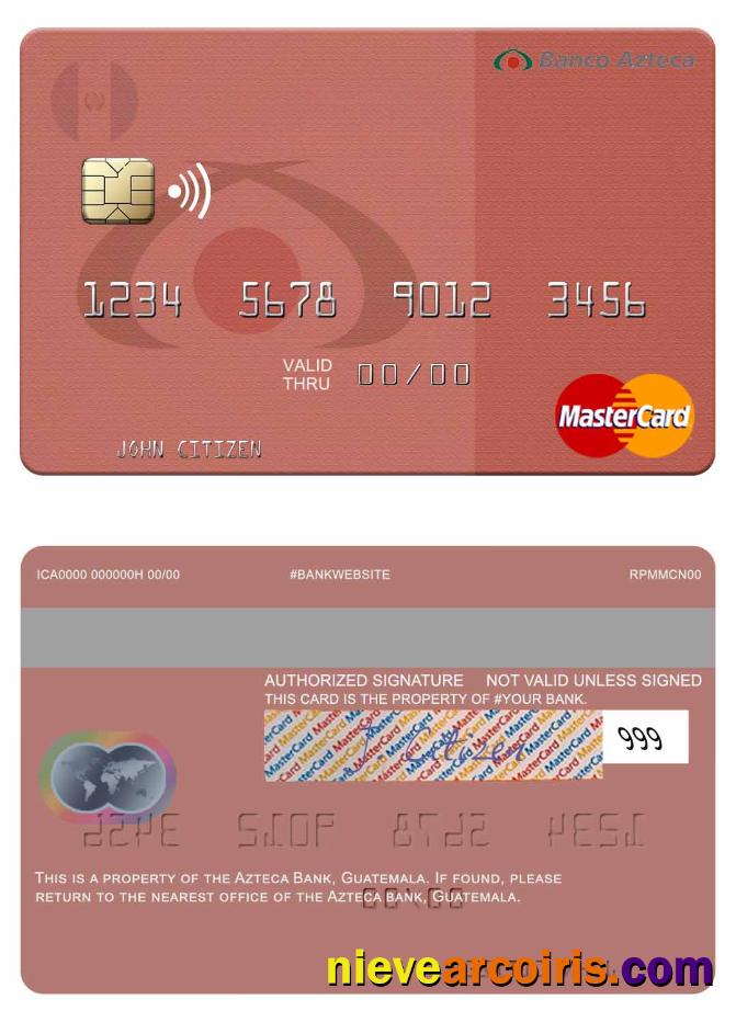 Guatemala Azteca Bank mastercard